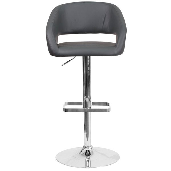 Gray Vinyl Adjustable Height Barstool