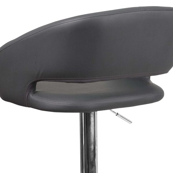 Gray Vinyl Adjustable Height Barstool