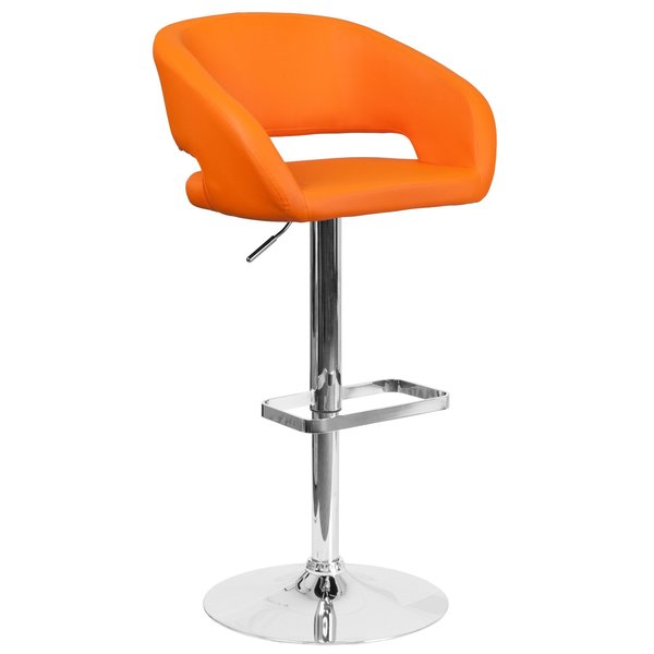 Orange Vinyl Adjustable Height Barstool