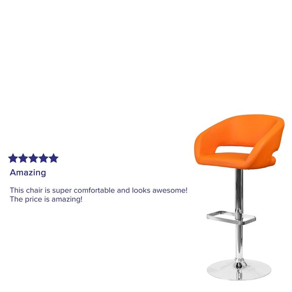 Orange Vinyl Adjustable Height Barstool