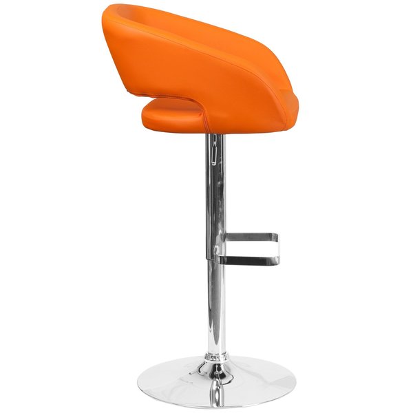 Orange Vinyl Adjustable Height Barstool