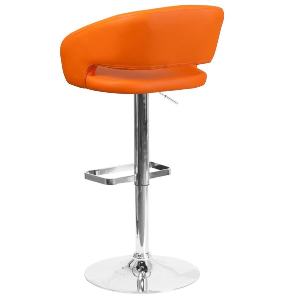 Orange Vinyl Adjustable Height Barstool