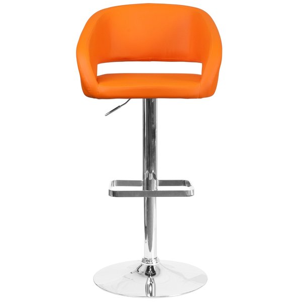 Orange Vinyl Adjustable Height Barstool