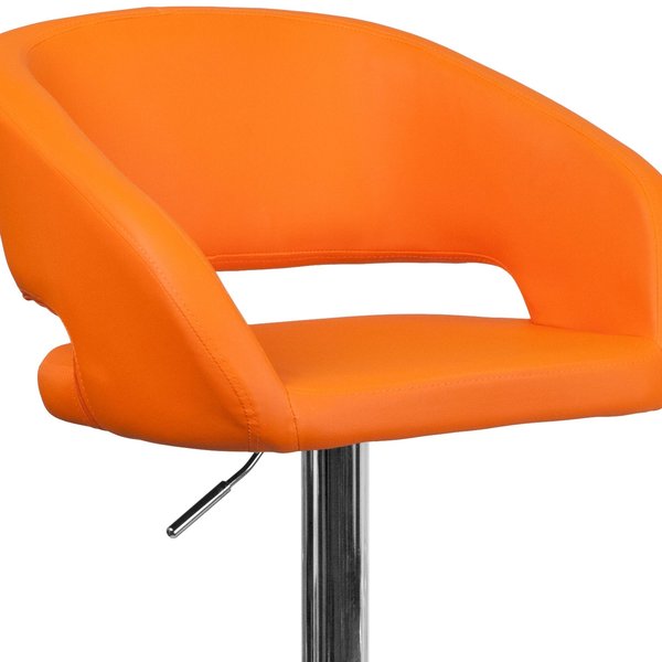 Orange Vinyl Adjustable Height Barstool