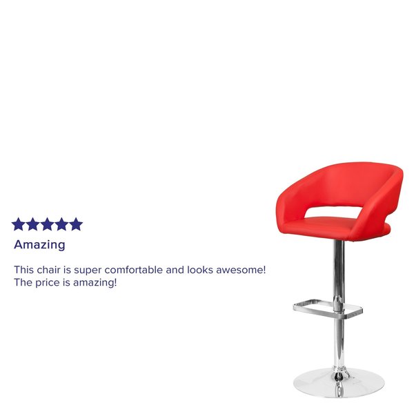 Red Vinyl Adjustable Height Barstool