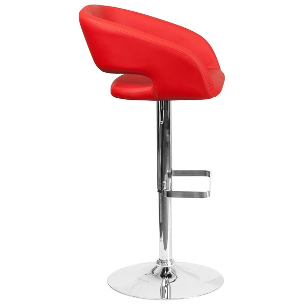 Red Vinyl Adjustable Height Barstool