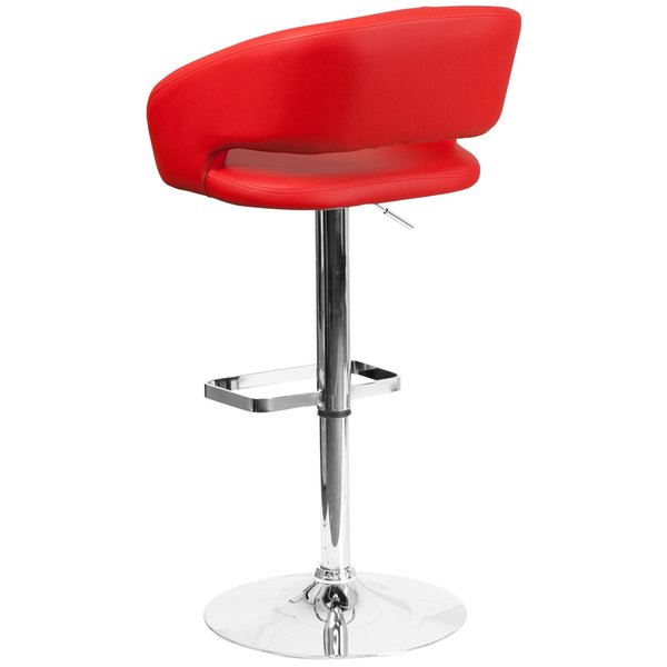 Red Vinyl Adjustable Height Barstool