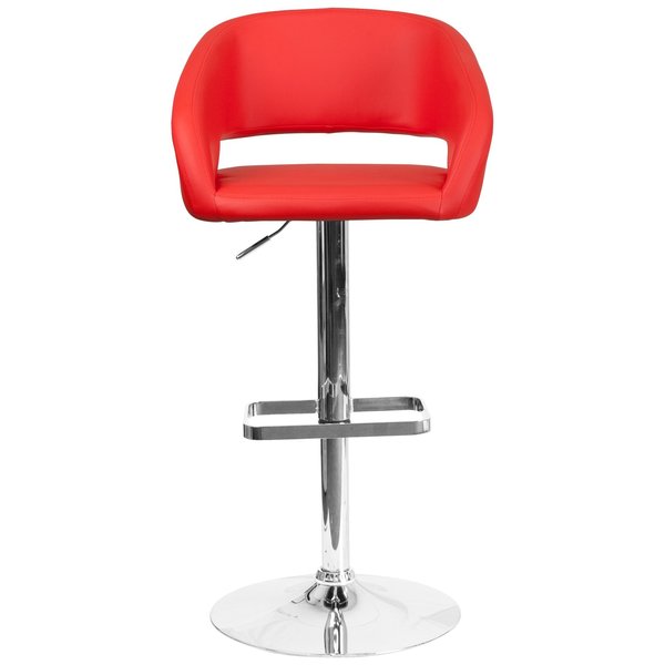 Red Vinyl Adjustable Height Barstool