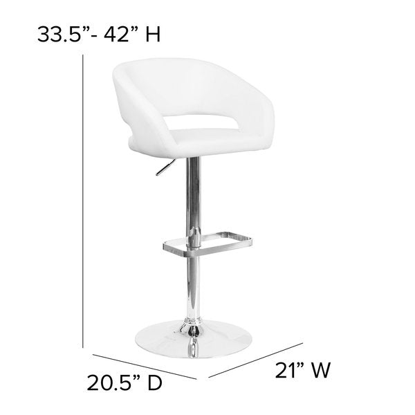 White Vinyl Adjustable Height Barstool