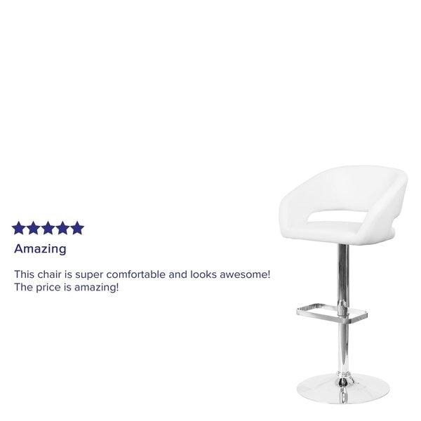 White Vinyl Adjustable Height Barstool