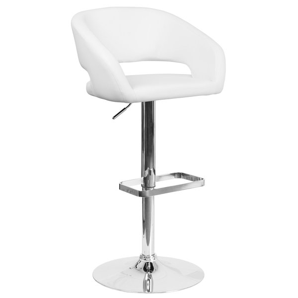 White Vinyl Adjustable Height Barstool