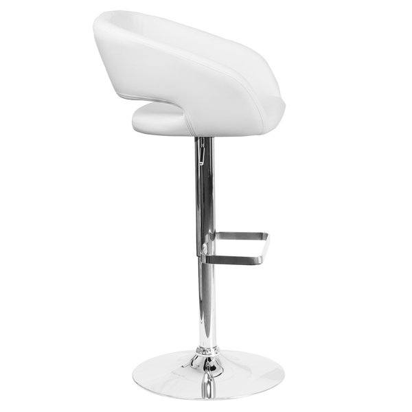White Vinyl Adjustable Height Barstool