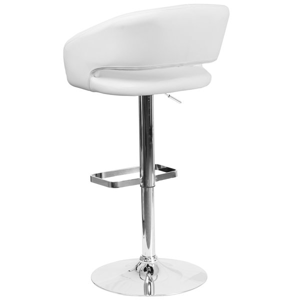 White Vinyl Adjustable Height Barstool