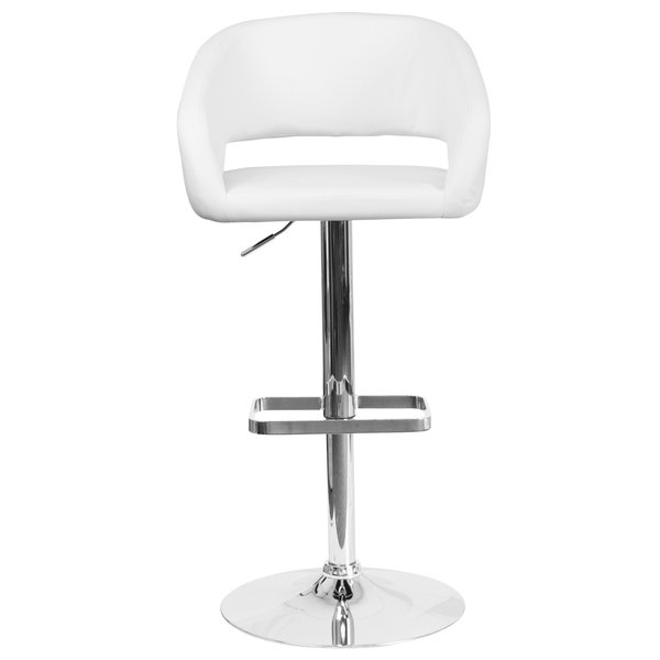 White Vinyl Adjustable Height Barstool