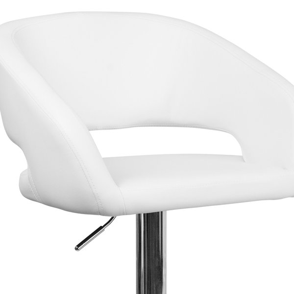 White Vinyl Adjustable Height Barstool