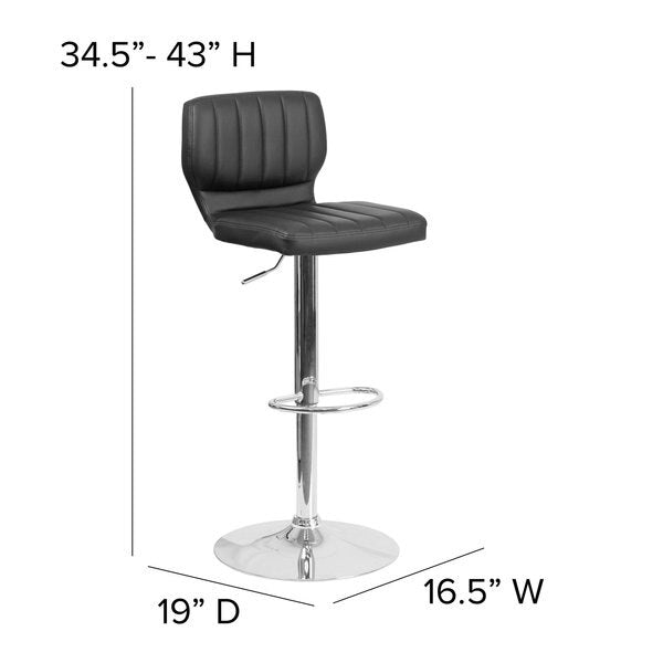 Black Vinyl Barstool, Adj Height