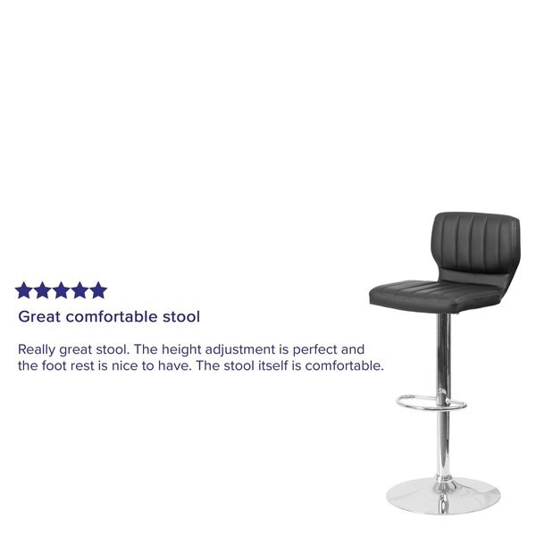Black Vinyl Barstool, Adj Height