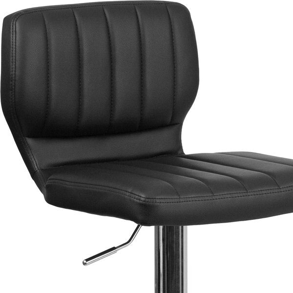 Black Vinyl Barstool, Adj Height