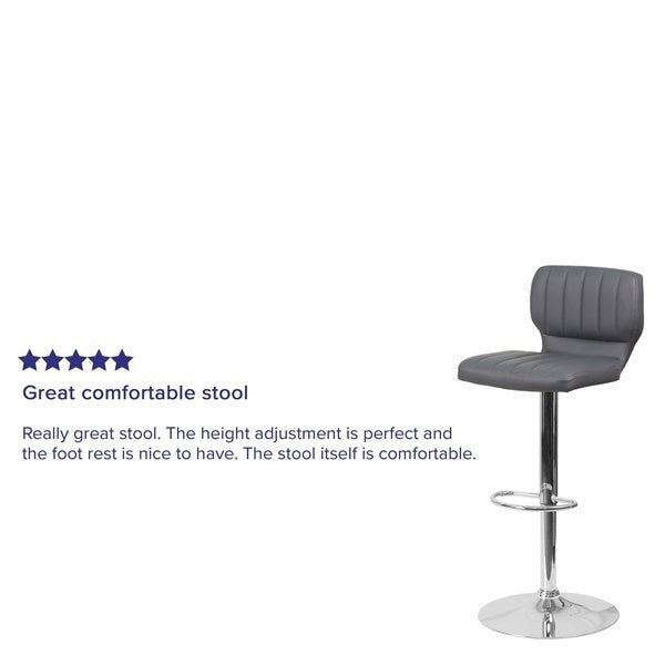 Gray Vinyl Barstool, Adj Height, Seat Height Range: 25