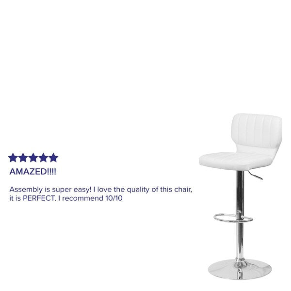 White Vinyl Barstool, Adj Height