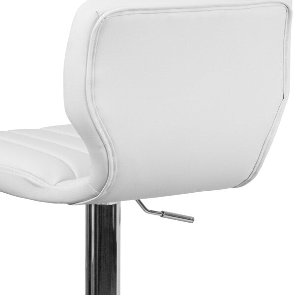 White Vinyl Barstool, Adj Height