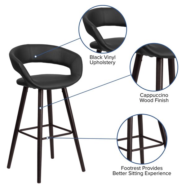 Black Vinyl Barstool, 29