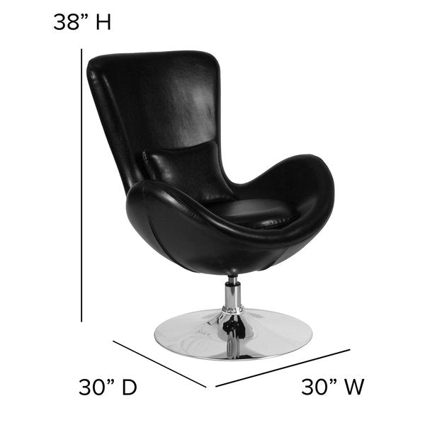 Black LeatherSoft Side Reception Chair, 30 W 30