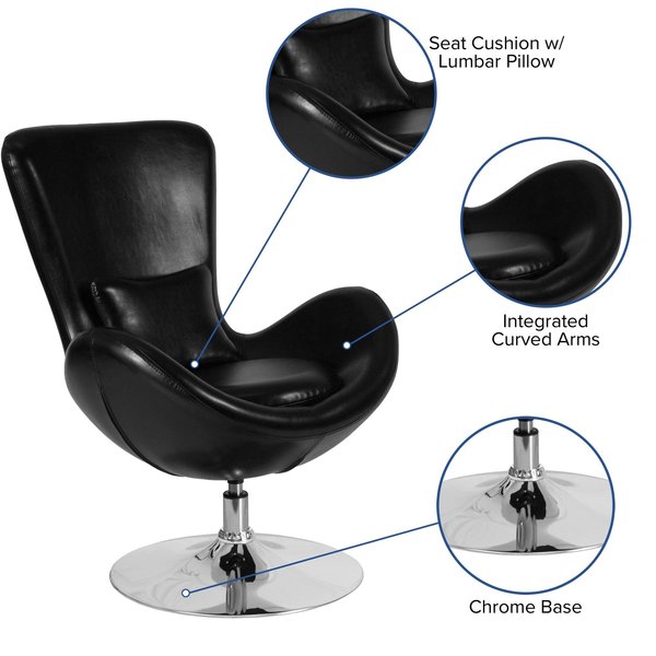 Black LeatherSoft Side Reception Chair, 30 W 30