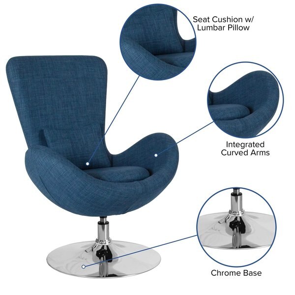 Blue Fabric Side Reception Chair, 30 W 30