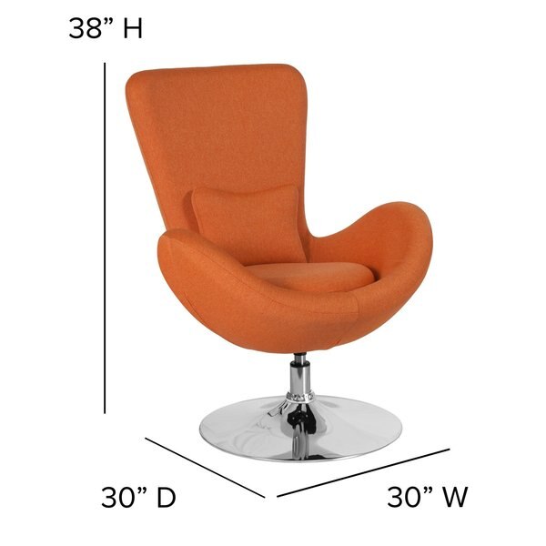 Orange Fabric Side Reception Chair, 30 W 30