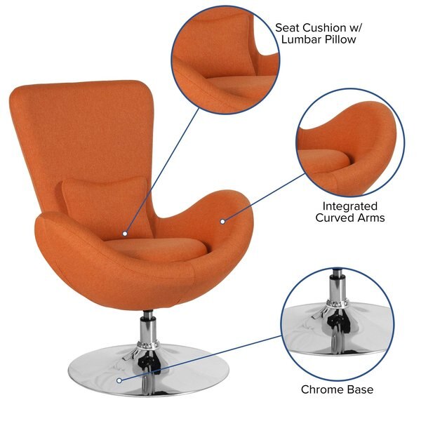 Orange Fabric Side Reception Chair, 30 W 30