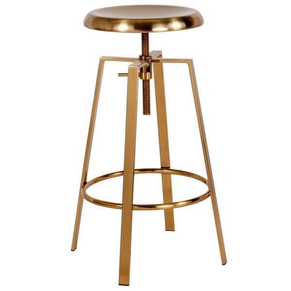 Toledo Adjustable Barstool, Gold
