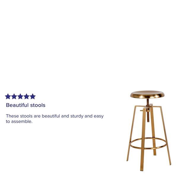 Toledo Adjustable Barstool, Gold