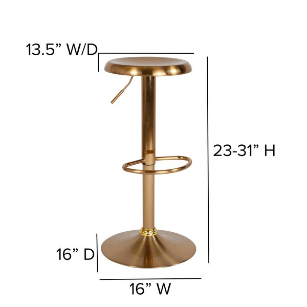 Chair, Madrid, Adjstbl, Retro, Barstool, Gold