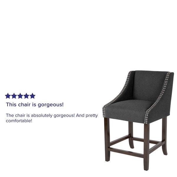 Carmel Series Blck Fabric/Wood Stool, 24