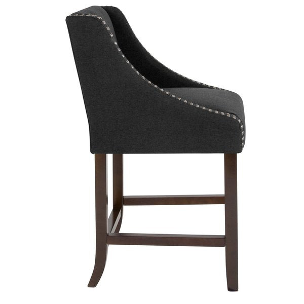 Carmel Series Blck Fabric/Wood Stool, 24