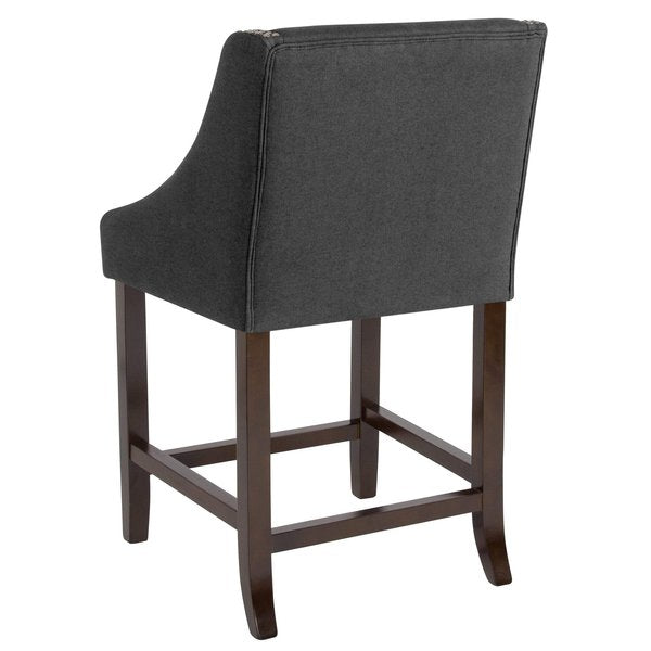 Carmel Series Blck Fabric/Wood Stool, 24
