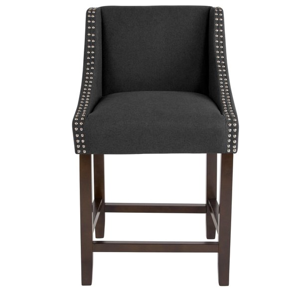 Carmel Series Blck Fabric/Wood Stool, 24
