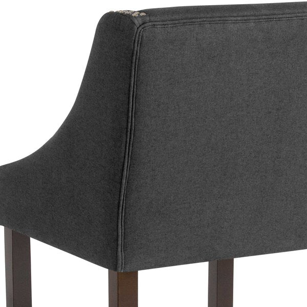Carmel Series Blck Fabric/Wood Stool, 24