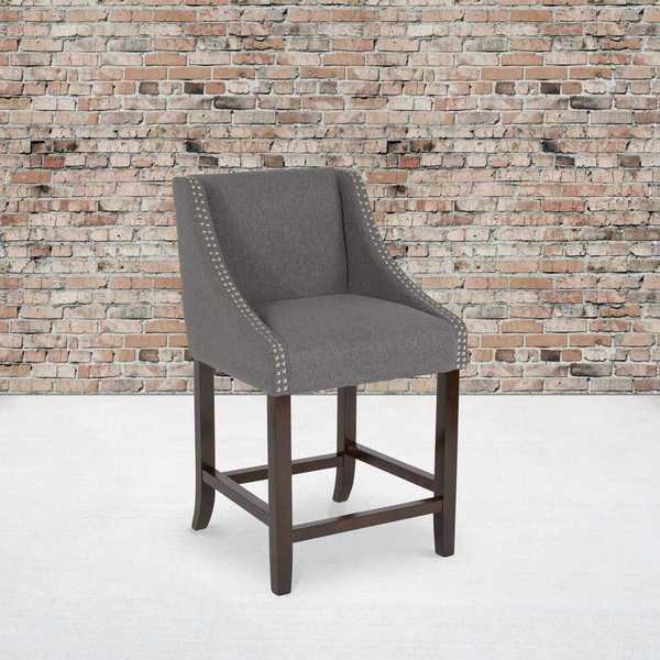Gray Fabric/Wood Stool, 24