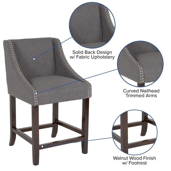 Gray Fabric/Wood Stool, 24