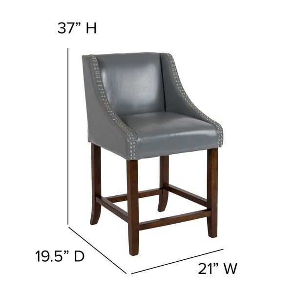 Carmel Series Grey Lthr/Wood Stool, 24