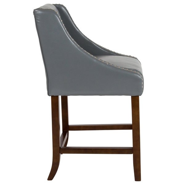 Carmel Series Grey Lthr/Wood Stool, 24