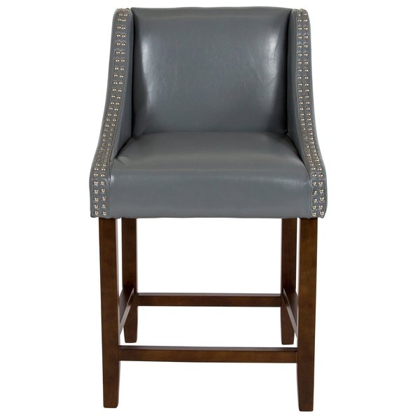 Carmel Series Grey Lthr/Wood Stool, 24