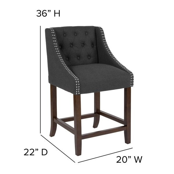 Stool, Fabric/Wood, Carmel Black, 24