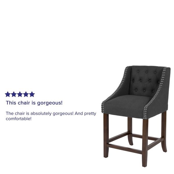 Stool, Fabric/Wood, Carmel Black, 24