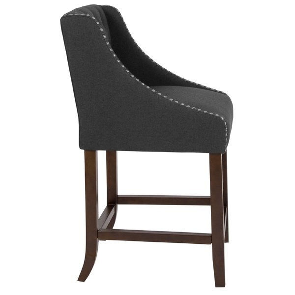 Stool, Fabric/Wood, Carmel Black, 24
