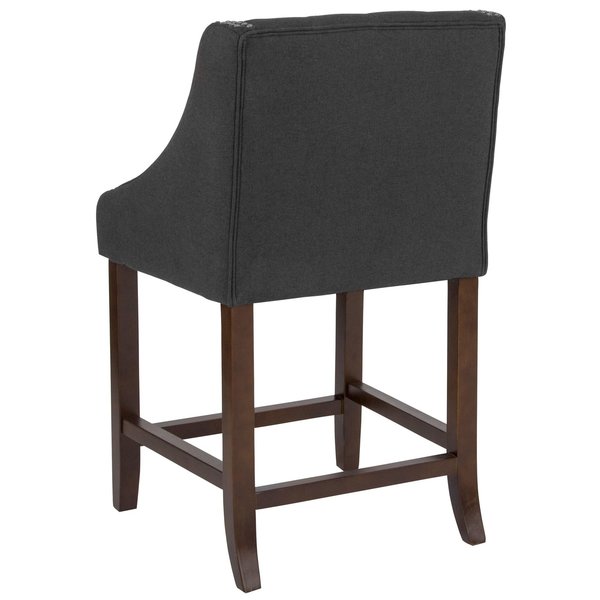 Stool, Fabric/Wood, Carmel Black, 24