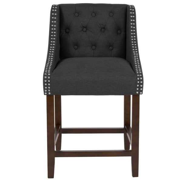 Stool, Fabric/Wood, Carmel Black, 24