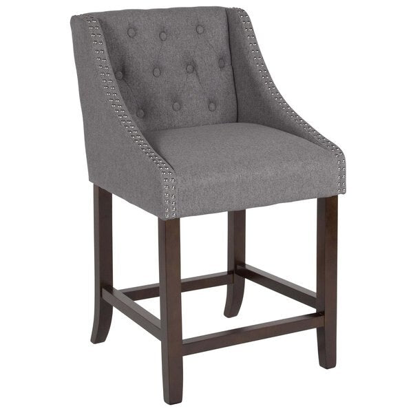 Gray Fabric/Wood Stool, 24